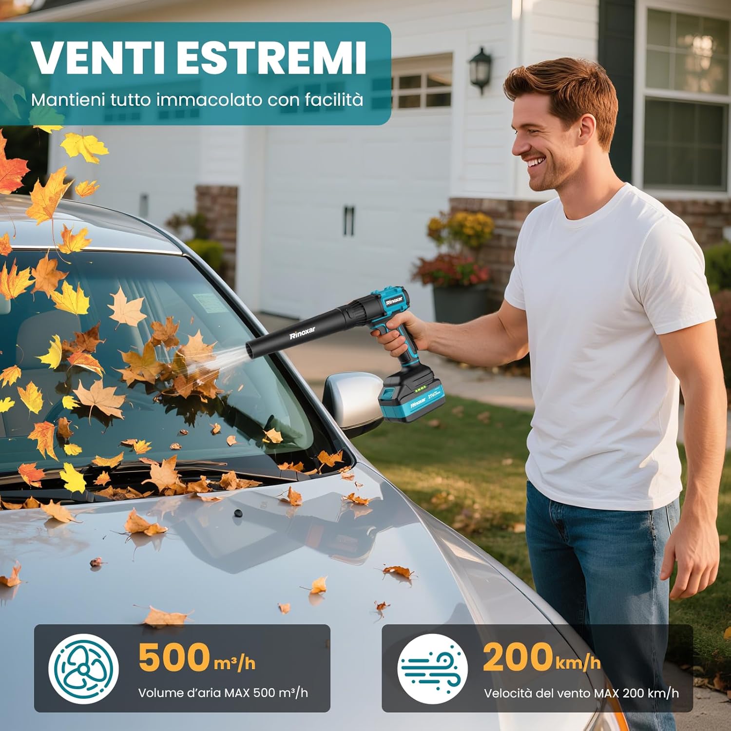 Rinoxar Mini Soffiatore ad aria portatile（Ricarica USB - C，Pulizia immediata ovunque）