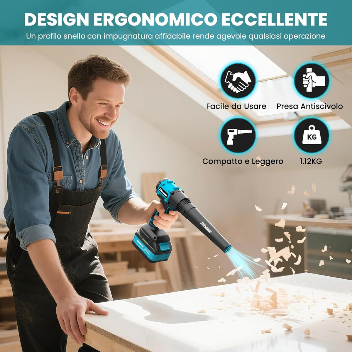 Rinoxar Mini Soffiatore ad aria portatile（Ricarica USB - C，Pulizia immediata ovunque）