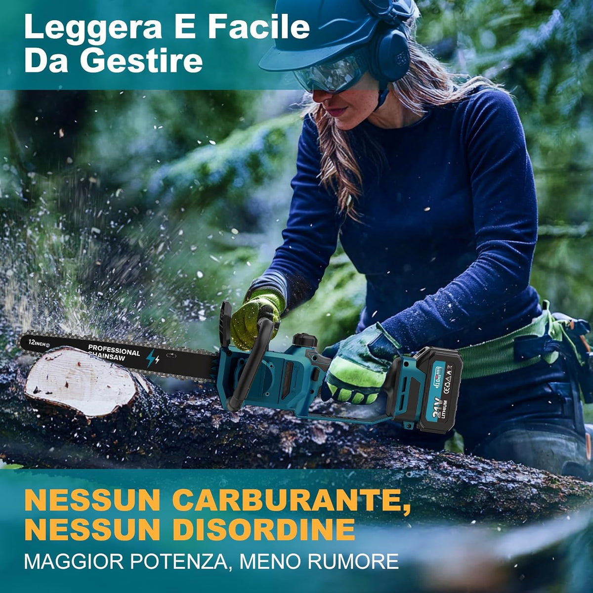 Rinoxar Motosega X13(12 pollici，2×4000mAh）