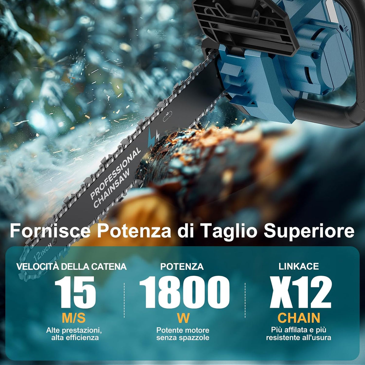 Rinoxar Motosega X13(12 pollici，2×4000mAh）