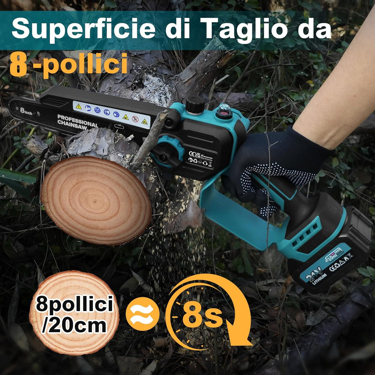 Rinoxar Motosega X9 2IN1（8 pollici，2×4000mAh ，ASTA TELESCOPICA）