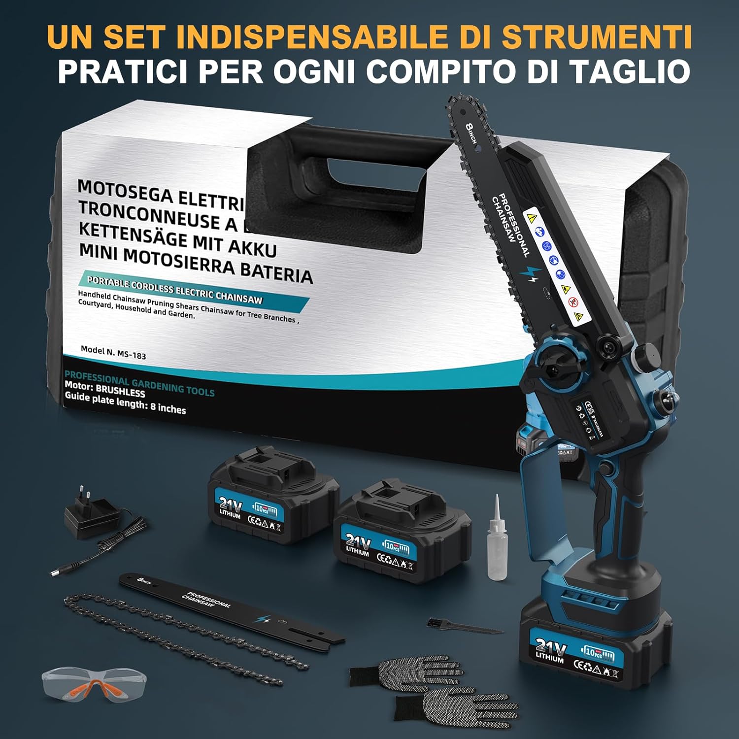 Rinoxar Motosega X9 （ 8 pollici， 2×4000mAh）