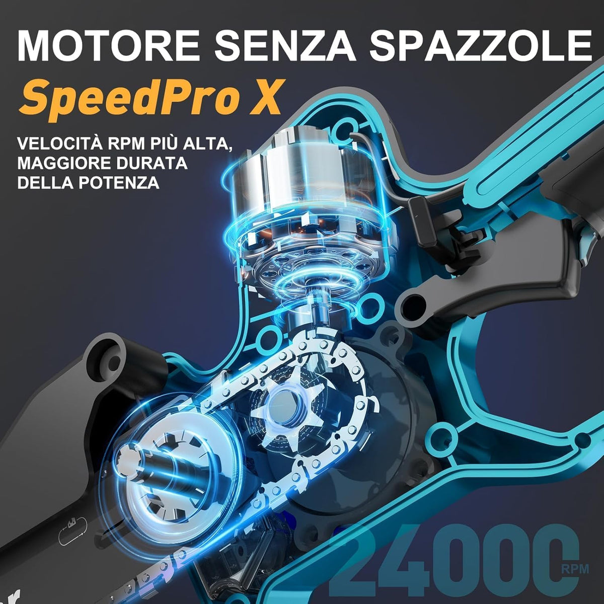 Rinoxar Motosega X9 Pro（8 pollici， 2×4000mAh）