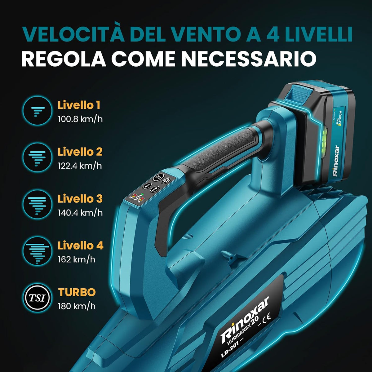 Rinoxar Soffiatore ad Aria X20 (5200 mAh,Getto d’aria potente)