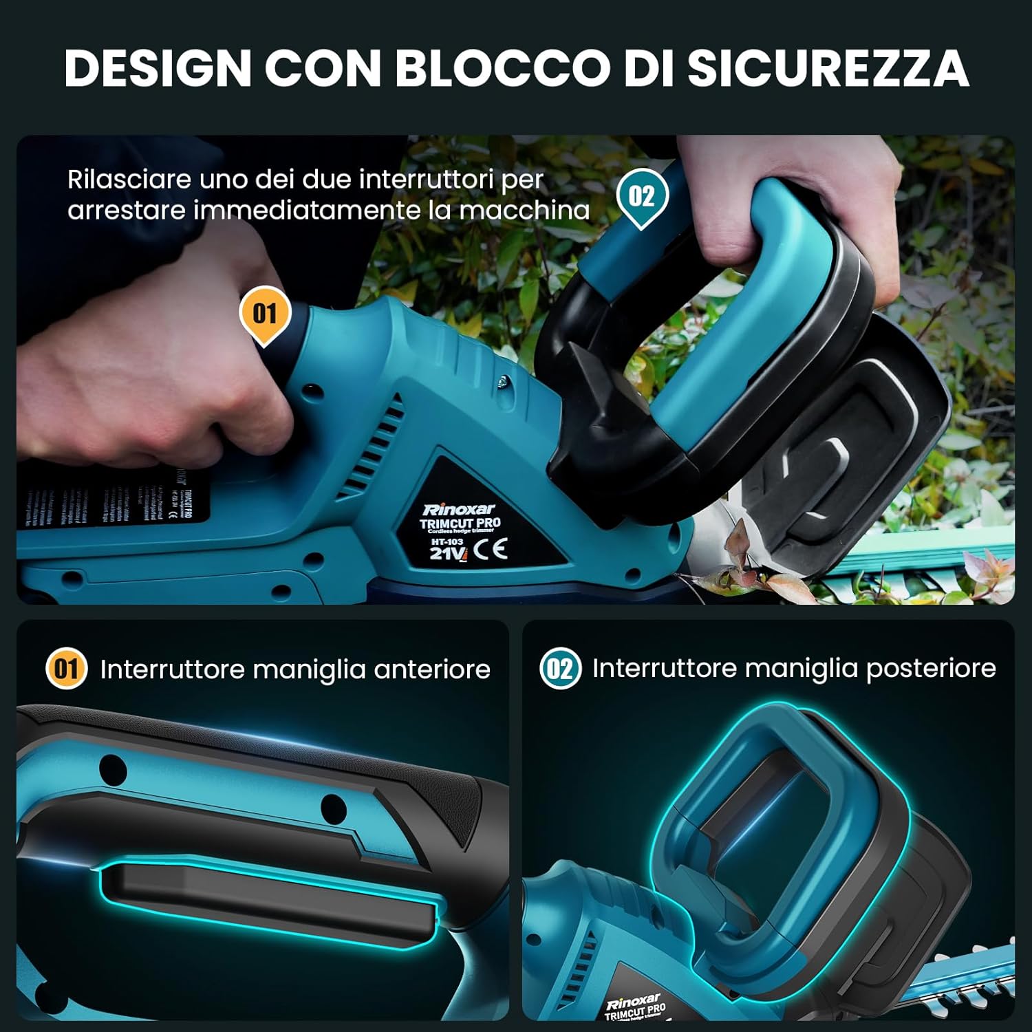 Rinoxar Tagliaerba X16 (5200 mAh,Regolazione del taglio multilivello）