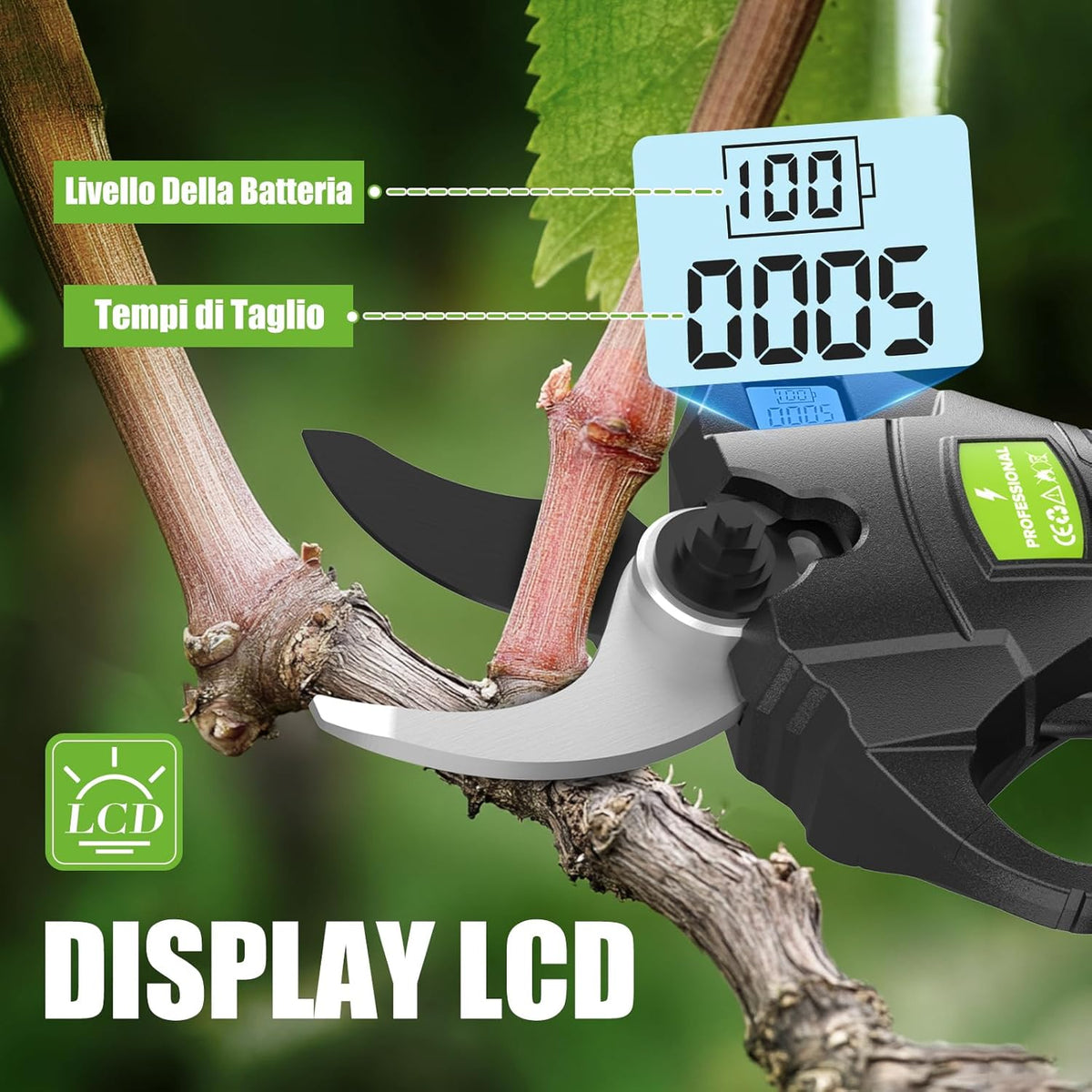 Rinoxar VerdeCut Pro 21V/2.0Ah Batteria 40 mm Brushless Cesoie