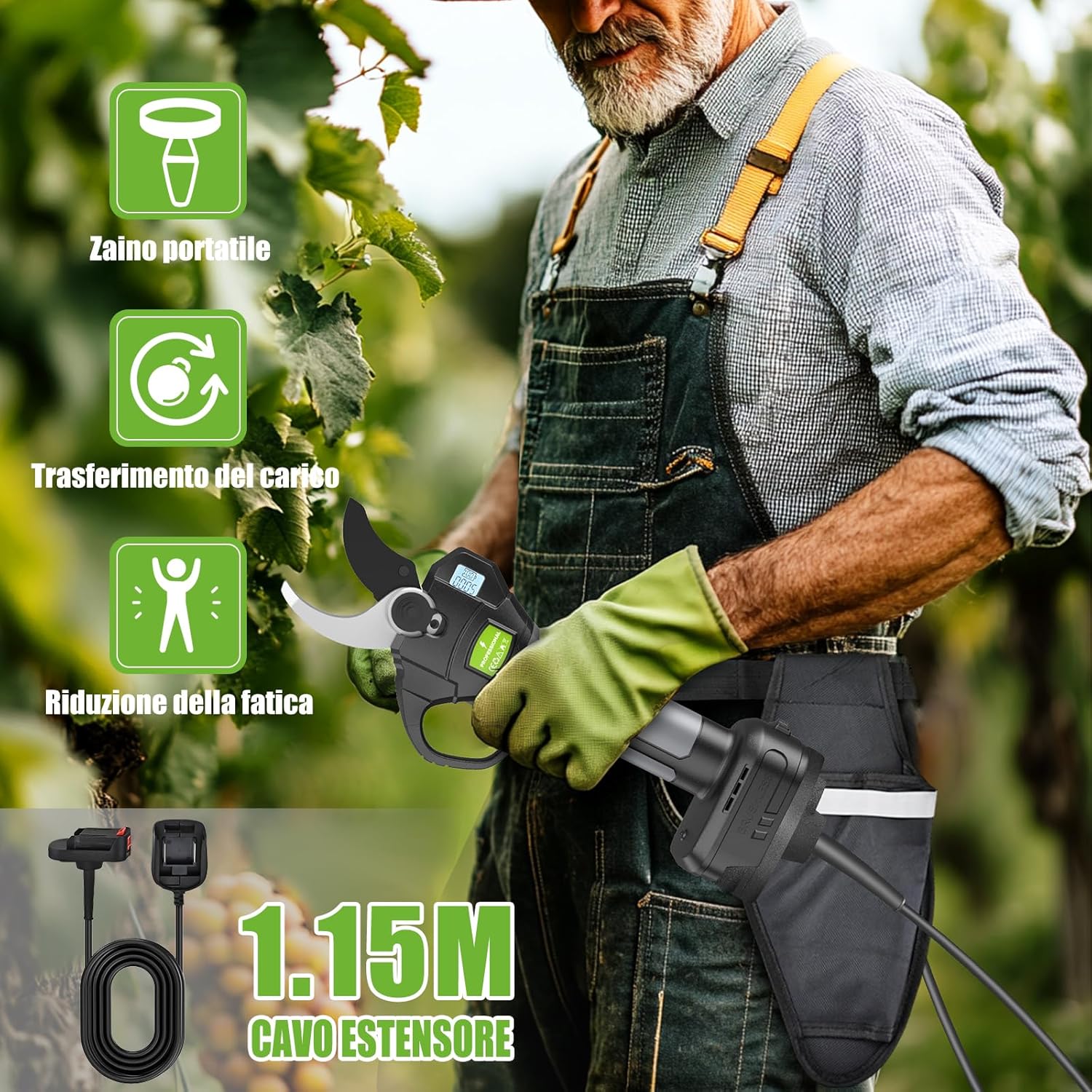 Rinoxar VerdeCut Pro 21V/2.0Ah Batteria 40 mm Brushless Cesoie