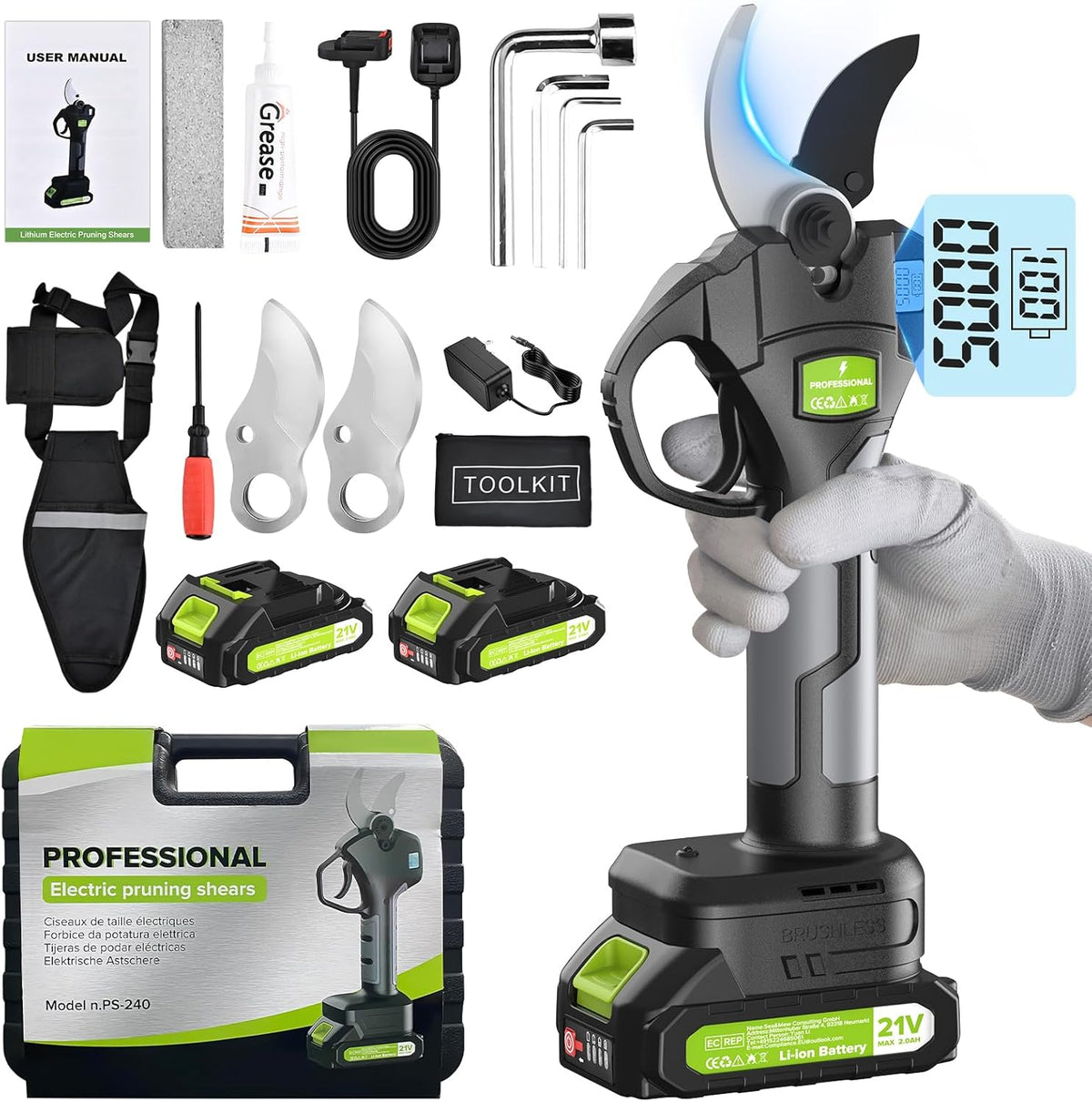 Rinoxar VerdeCut Pro 21V/2.0Ah Batteria 40 mm Brushless Cesoie