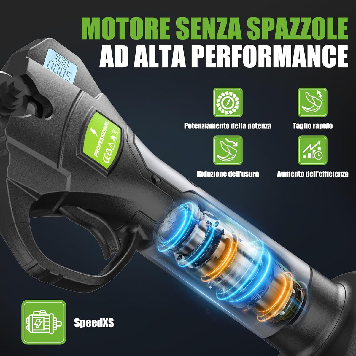 Rinoxar VerdeCut Pro 21V/2.0Ah Batteria 40 mm Brushless Cesoie