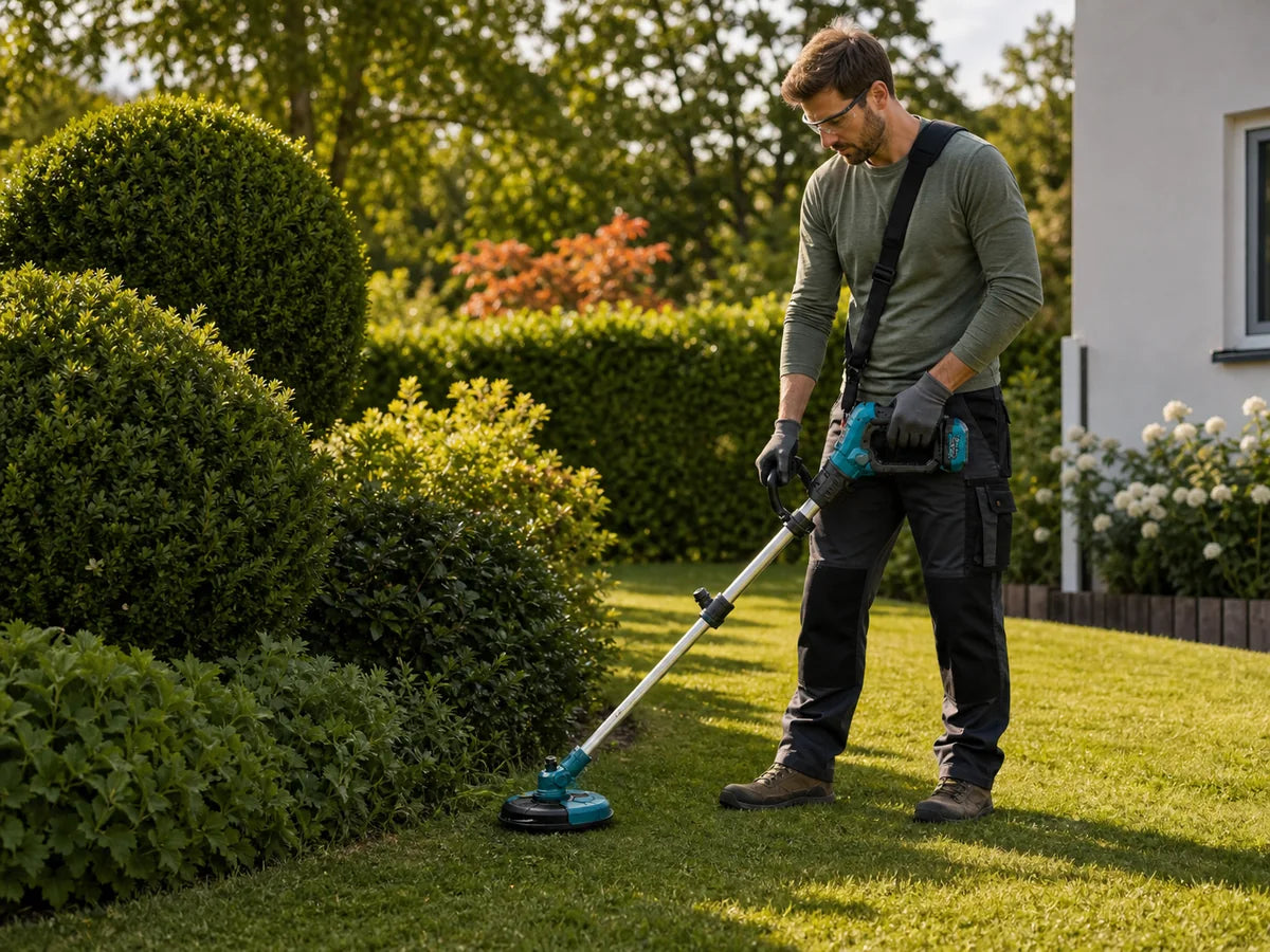Utente che lavora in giardino con un utensile Rinoxar SpeedX